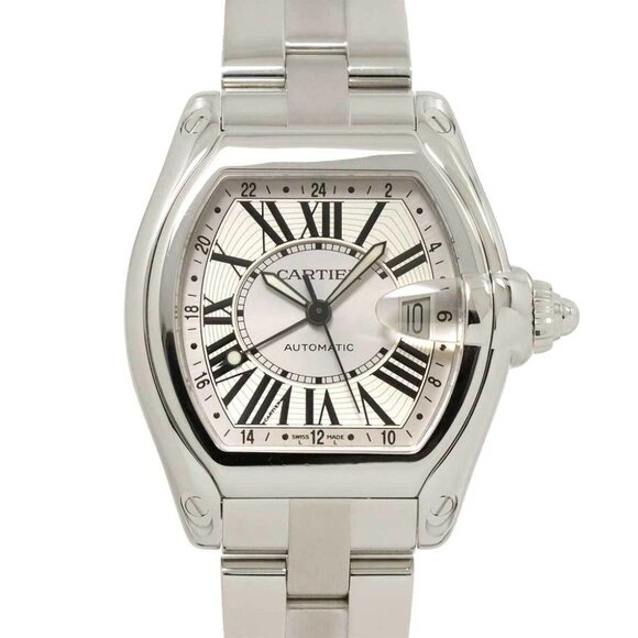 Cartier Roadster GMT W62032X6 Date Automatic Silver Dial Mens Watch 90280235 - Picture 1 of 7